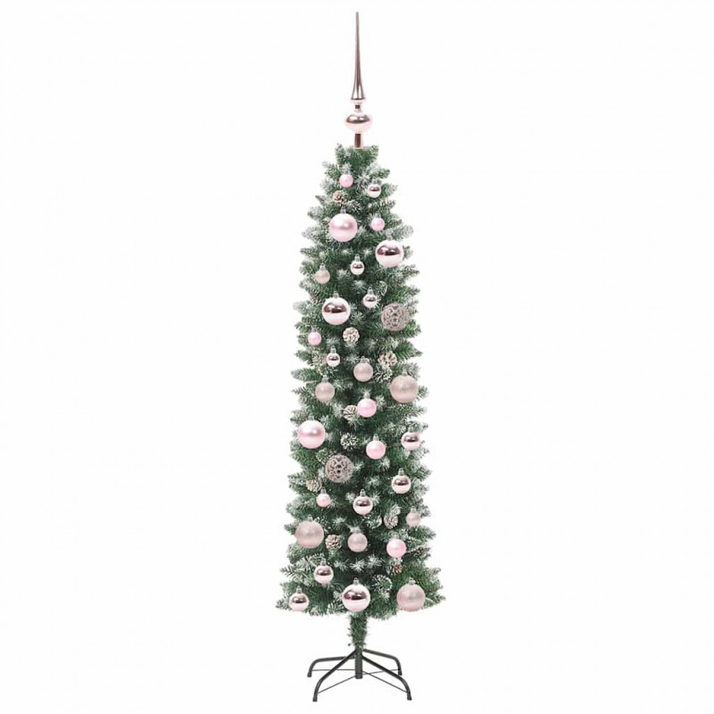 Sztuczne smukłe drzewo bożonarodzeniowe Zielony i Biały 120 cm