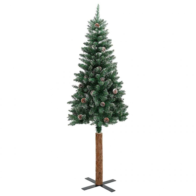 Szczupła Choinka Zielony 150 cm PVC i lite drewno sosnowe