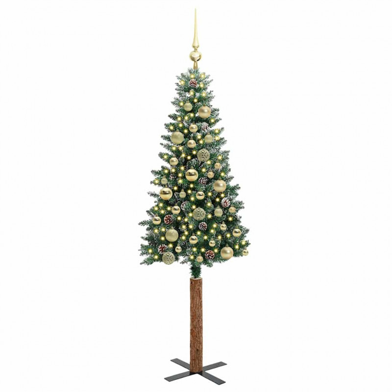Szczupła Choinka Zielony 150 cm PVC i lite drewno sosnowe