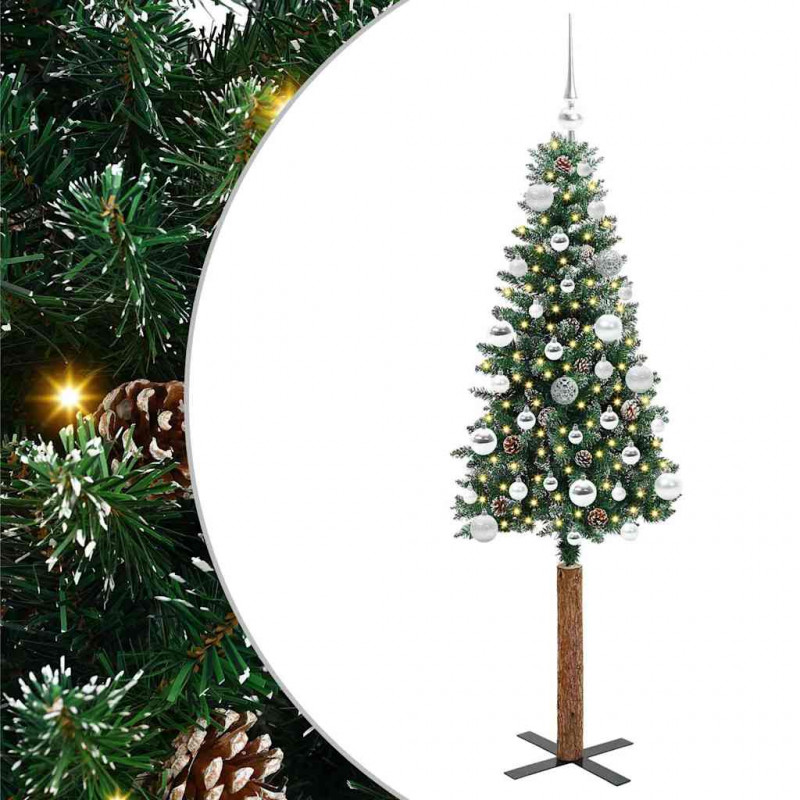 Szczupła Choinka Zielony 150 cm PVC i lite drewno sosnowe