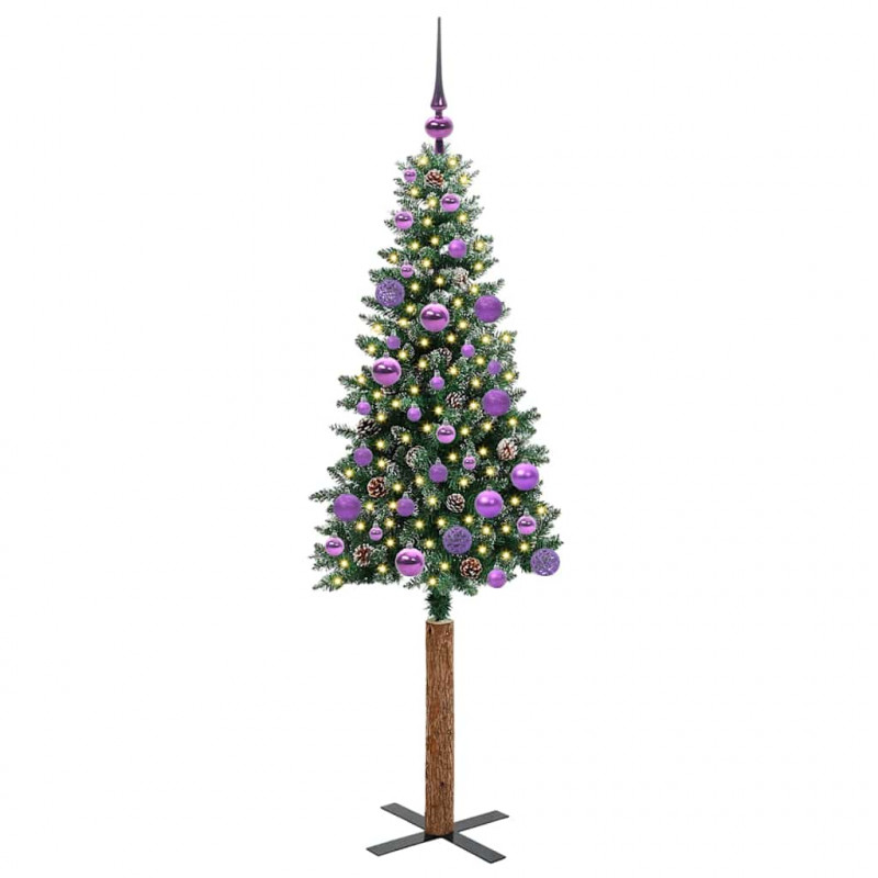 Szczupła Choinka Zielony 150 cm PVC i lite drewno sosnowe