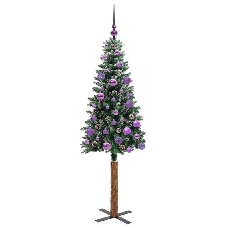 Szczupła Choinka Zielony 150 cm PVC i lite drewno sosnowe