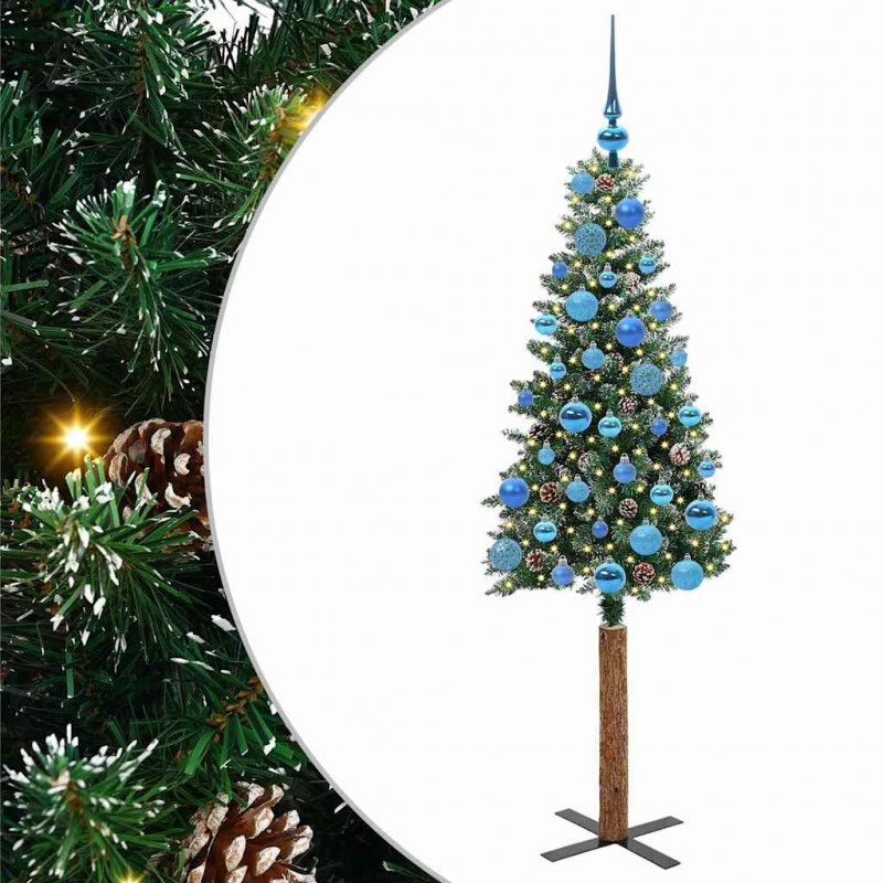 Szczupła Choinka Zielony 150 cm PVC i lite drewno sosnowe