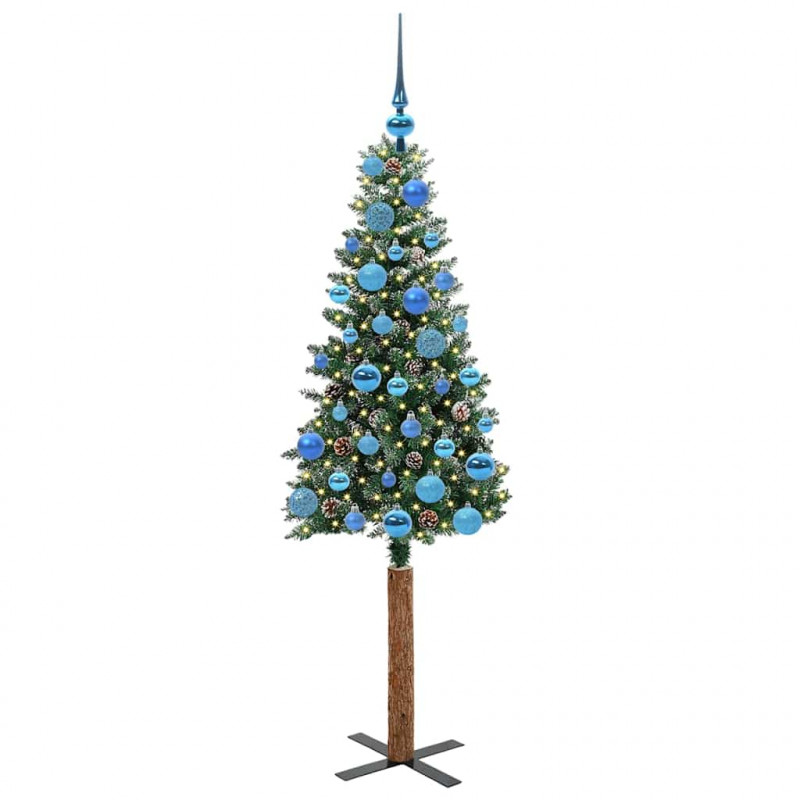 Szczupła Choinka Zielony 150 cm PVC i lite drewno sosnowe