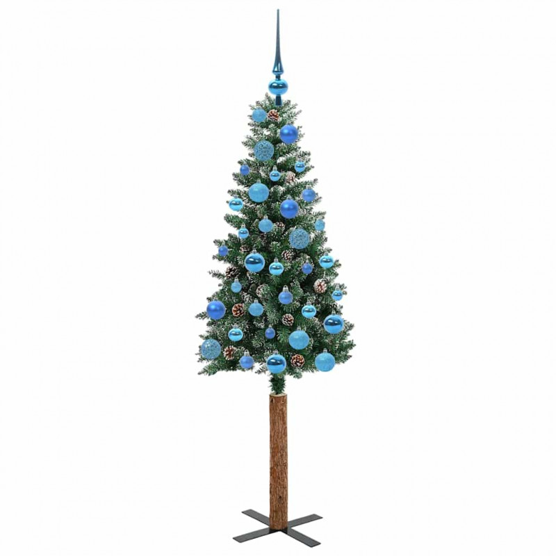 Szczupła Choinka Zielony 150 cm PVC i lite drewno sosnowe