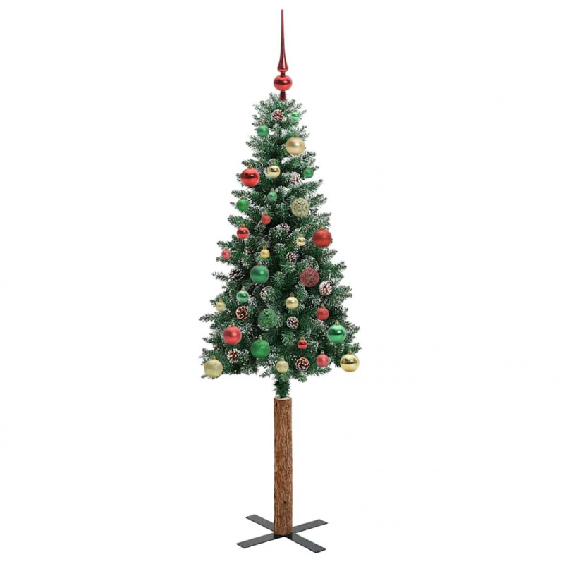 Szczupła Choinka Zielony 150 cm PVC i lite drewno sosnowe