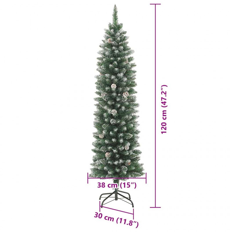 Sztuczne smukłe drzewo bożonarodzeniowe Zielony i Biały 120 cm