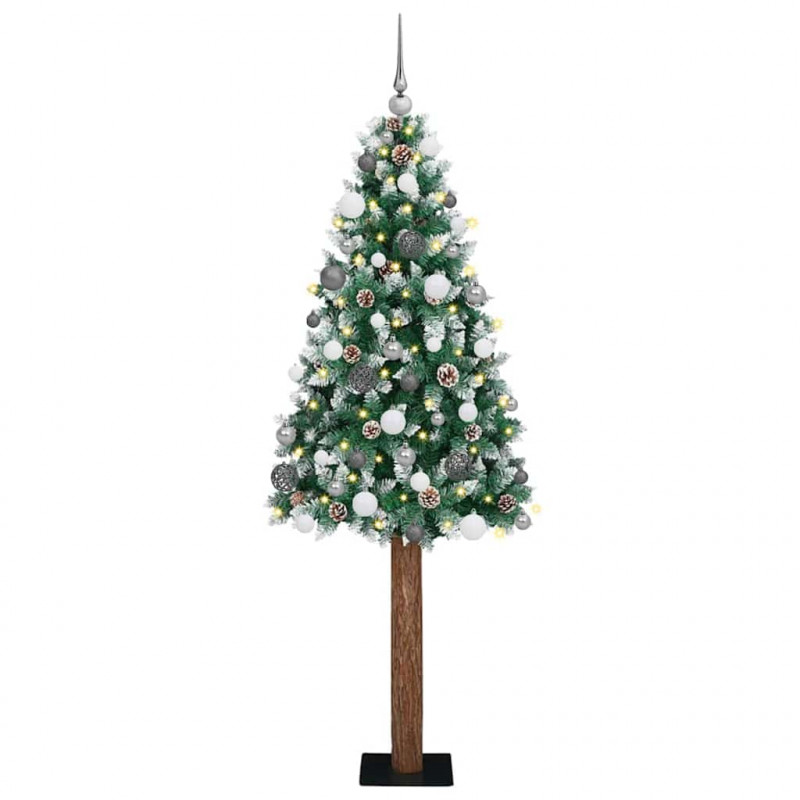 Szczupła Choinka Zielony 180 cm PVC i lite drewno sosnowe