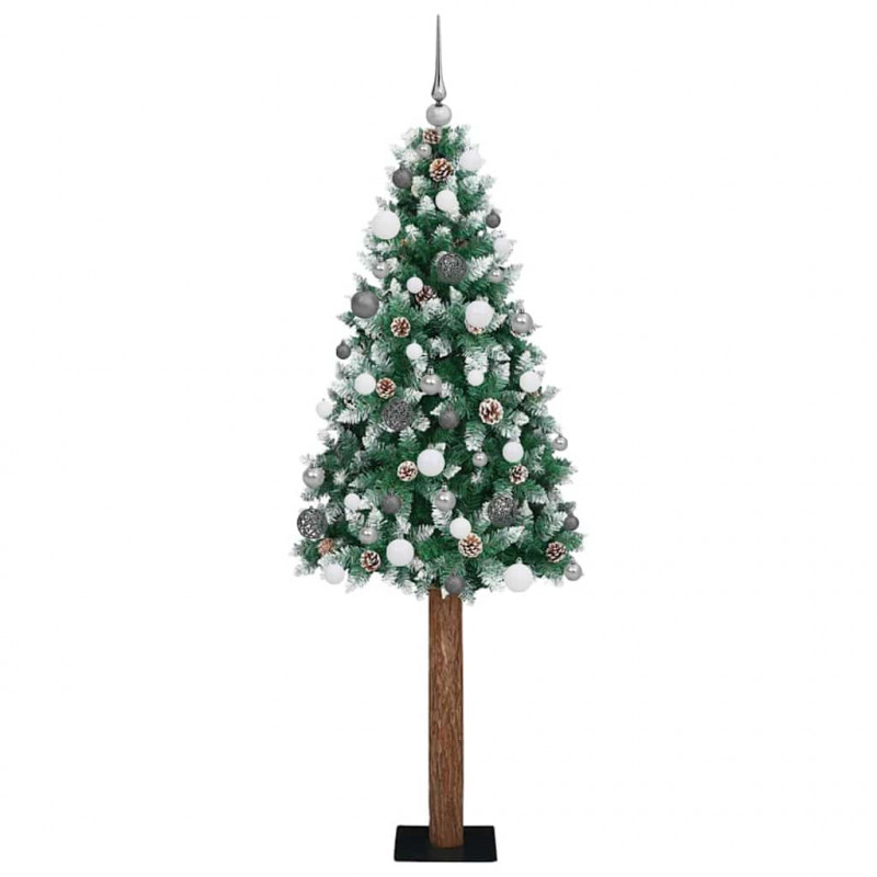 Szczupła Choinka Zielony 180 cm PVC i lite drewno sosnowe
