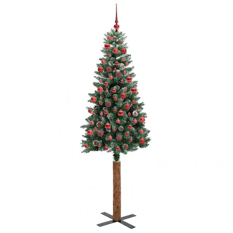 Szczupła Choinka Zielony 180 cm PVC i lite drewno sosnowe