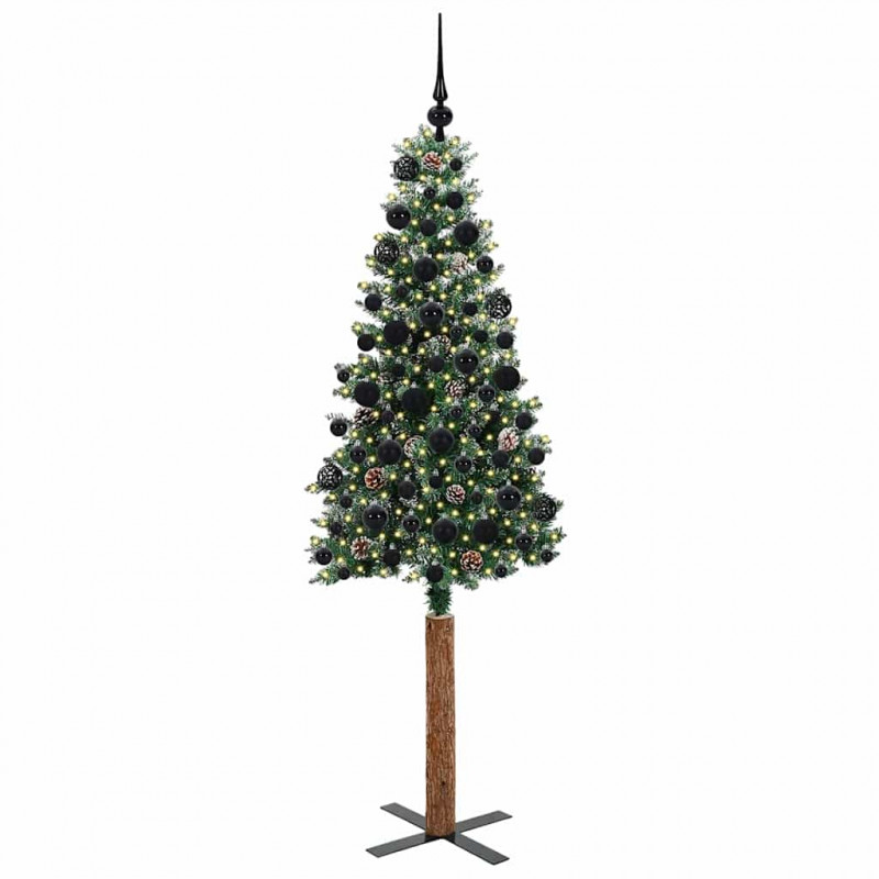 Szczupła Choinka Zielony 180 cm PVC i lite drewno sosnowe