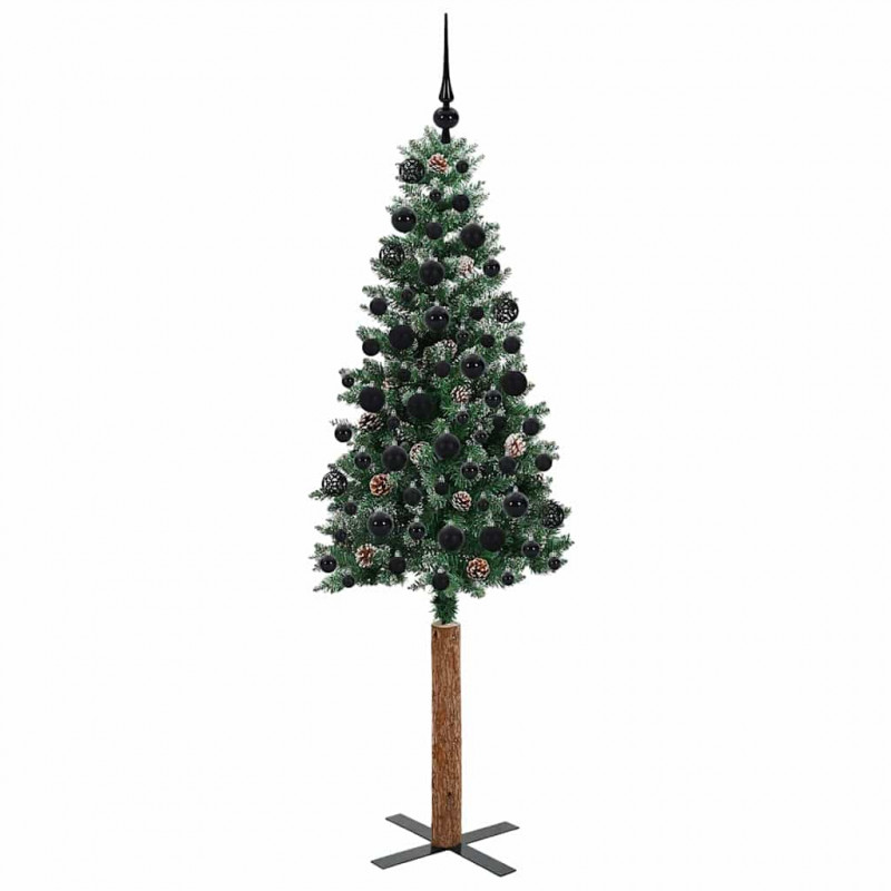 Szczupła Choinka Zielony 180 cm PVC i lite drewno sosnowe