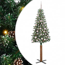 Szczupła Choinka Zielony 180 cm PVC i lite drewno sosnowe