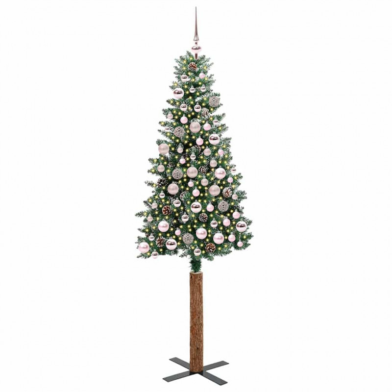 Szczupła Choinka Zielony 180 cm PVC i lite drewno sosnowe