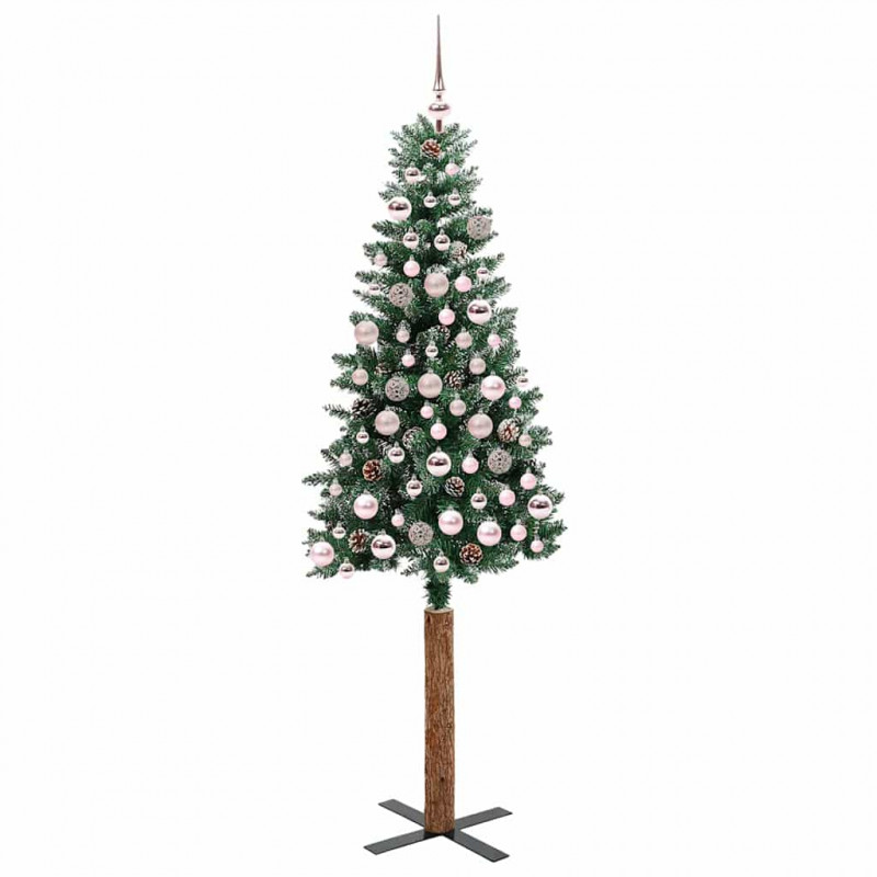 Szczupła Choinka Zielony 180 cm PVC i lite drewno sosnowe