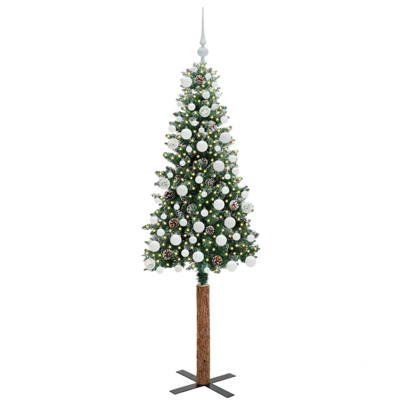 Szczupła Choinka Zielony 180 cm PVC i lite drewno sosnowe