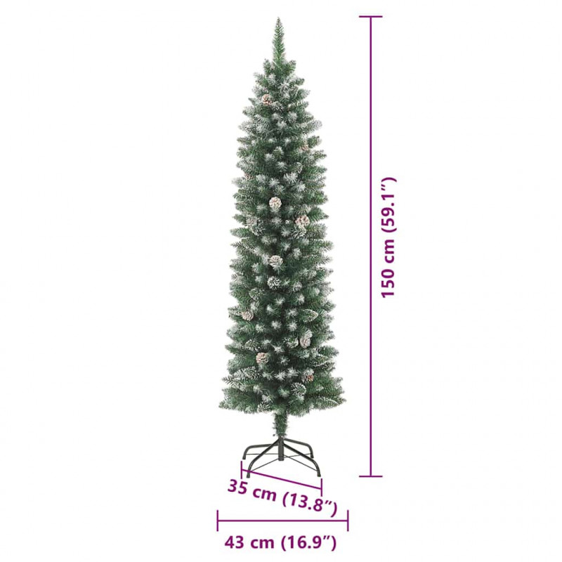 Sztuczne smukłe drzewo bożonarodzeniowe Zielony i Biały 150 cm