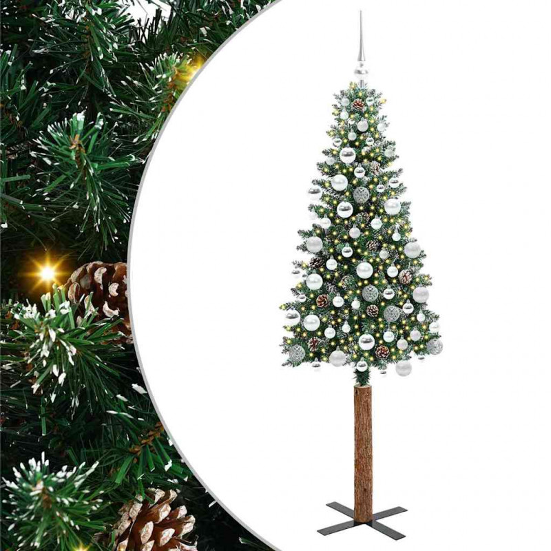 Szczupła Choinka Zielony 180 cm PVC i lite drewno sosnowe