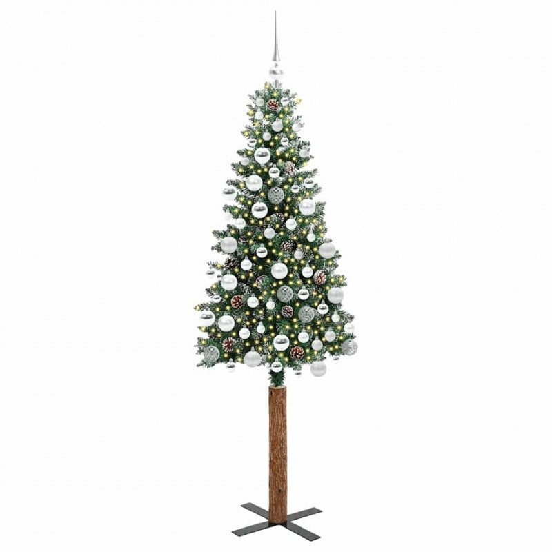 Szczupła Choinka Zielony 180 cm PVC i lite drewno sosnowe