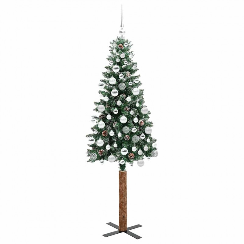 Szczupła Choinka Zielony 180 cm PVC i lite drewno sosnowe