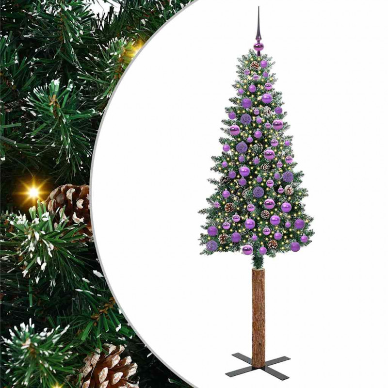 Szczupła Choinka Zielony 180 cm PVC i lite drewno sosnowe
