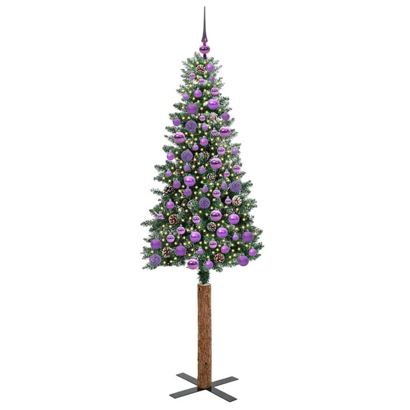 Szczupła Choinka Zielony 180 cm PVC i lite drewno sosnowe