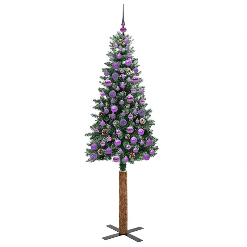 Szczupła Choinka Zielony 180 cm PVC i lite drewno sosnowe