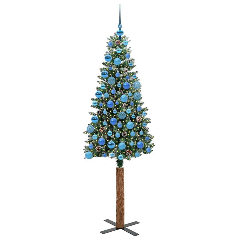 Szczupła Choinka Zielony 180 cm PVC i lite drewno sosnowe