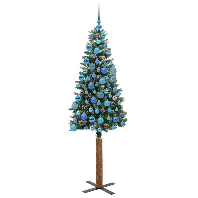 Szczupła Choinka Zielony 180 cm PVC i lite drewno sosnowe