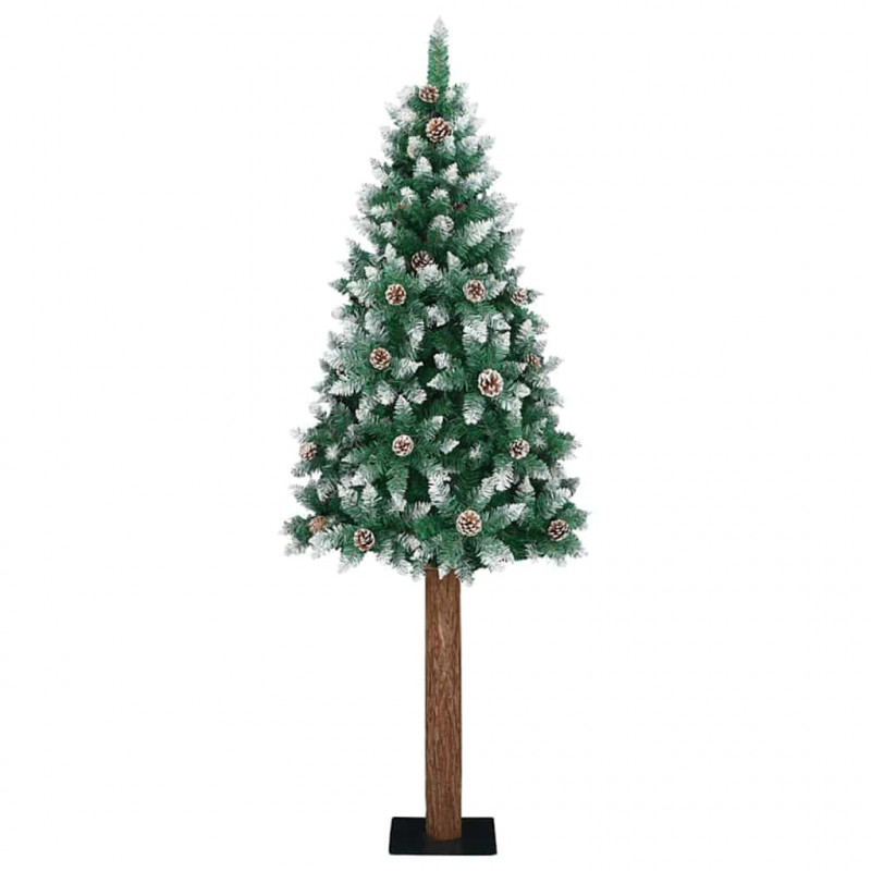 Szczupła Choinka Zielony 210 cm PVC i lite drewno sosnowe