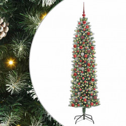 Sztuczne smukłe drzewo bożonarodzeniowe Zielony i Biały 180 cm