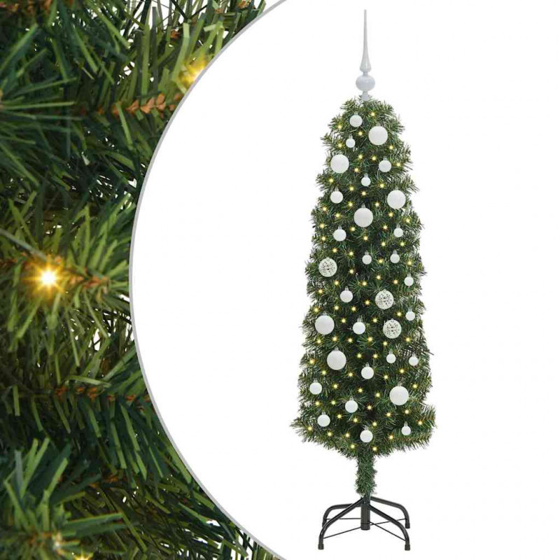 Sztuczna choinka z podstawą Zielony 150 cm PVC, stal i plastik