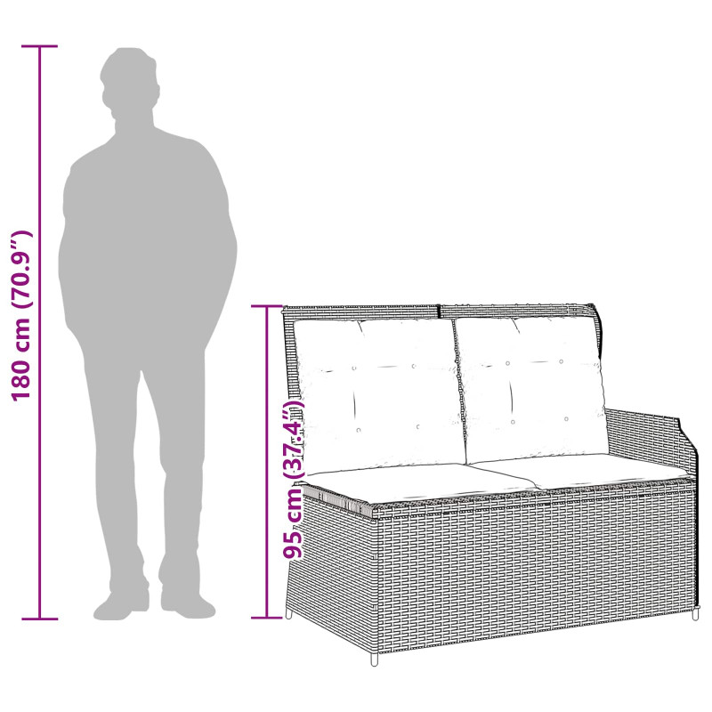Ławka ogrodowa z poduszką Beżowy i szary polirattan