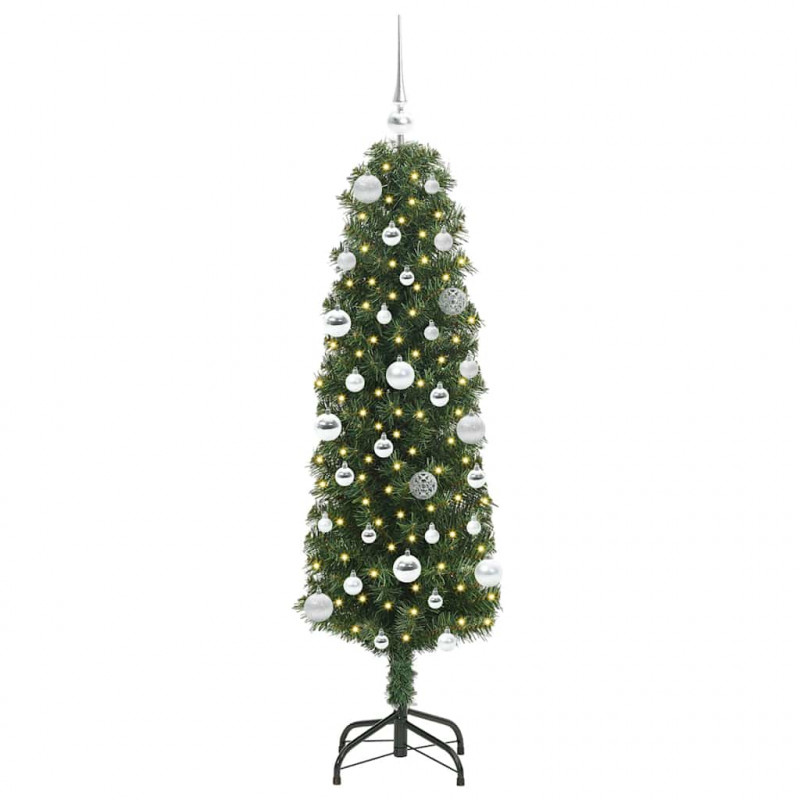 Sztuczna choinka z podstawą Zielony 150 cm PVC, stal i plastik