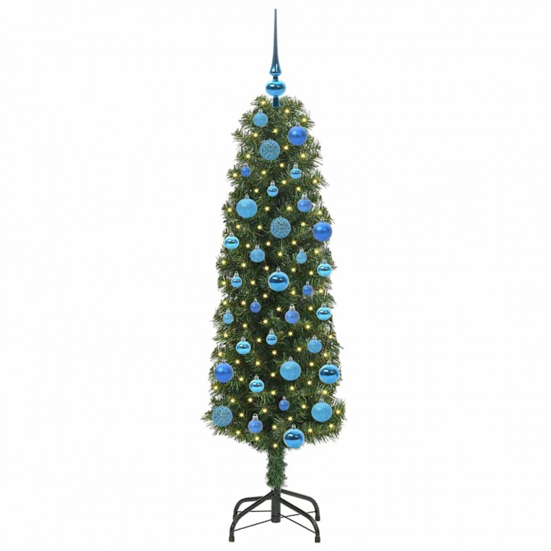 Sztuczna choinka z podstawą Zielony 150 cm PVC, stal i plastik