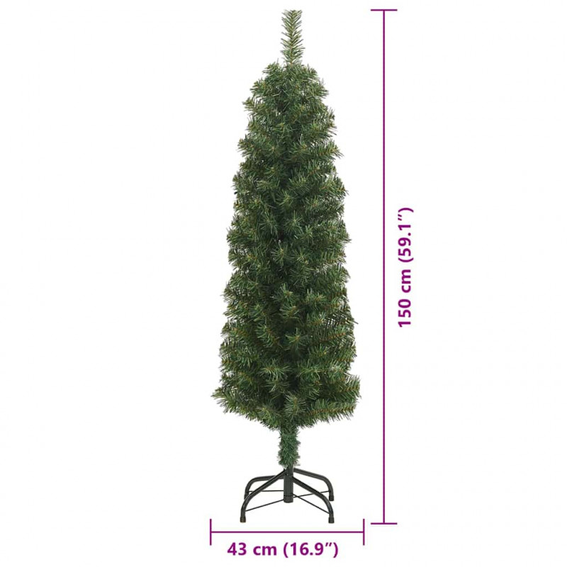 Sztuczna choinka z podstawą Zielony 150 cm PVC, stal i plastik