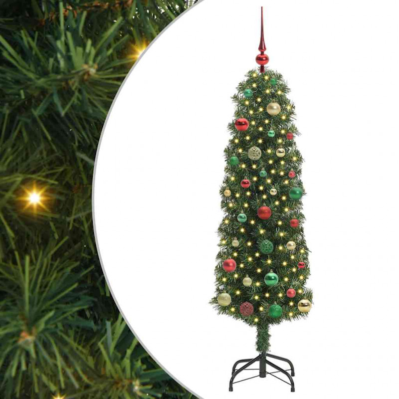 Sztuczna choinka z podstawą Zielony 150 cm PVC, stal i plastik