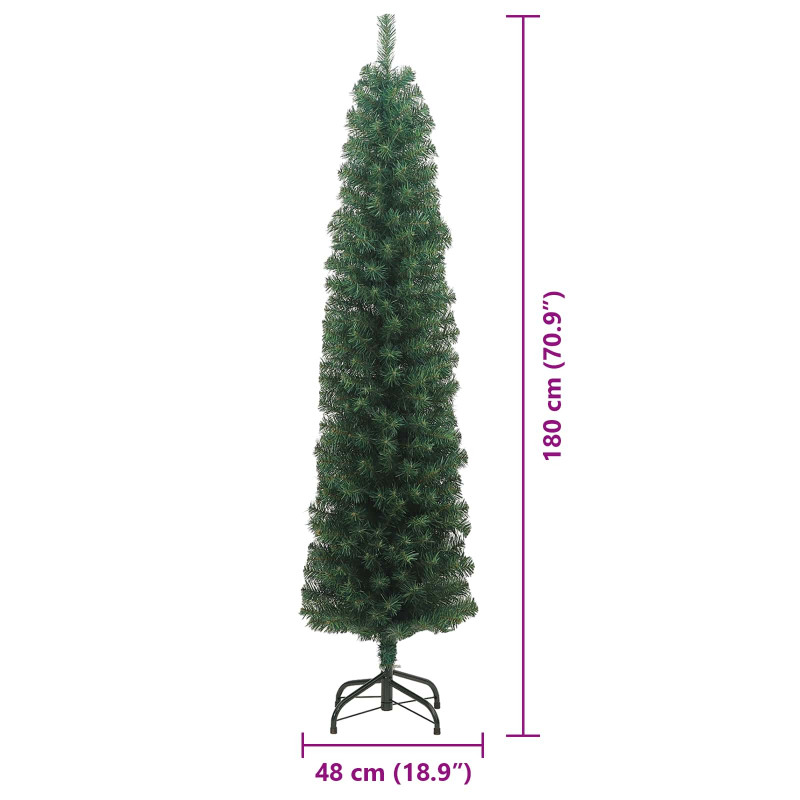 Sztuczna choinka z podstawą Zielony 180 cm PVC, stal i plastik