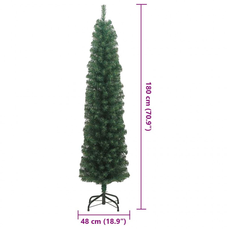 Sztuczna choinka z podstawą Zielony 180 cm PVC, stal i plastik