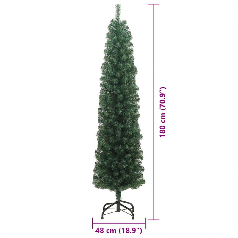 Sztuczna choinka z podstawą Zielony 180 cm PVC, stal i plastik