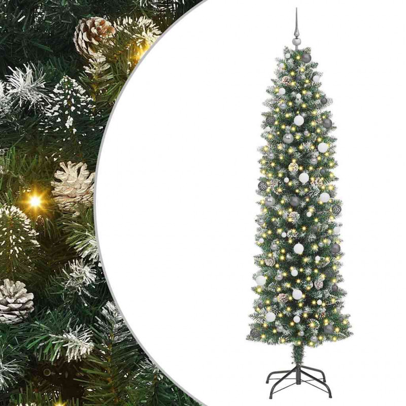 Sztuczne smukłe drzewo bożonarodzeniowe Zielony i Biały 240 cm