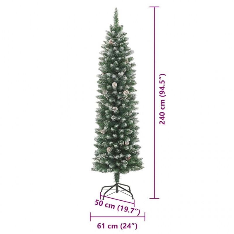 Sztuczne smukłe drzewo bożonarodzeniowe Zielony i Biały 240 cm