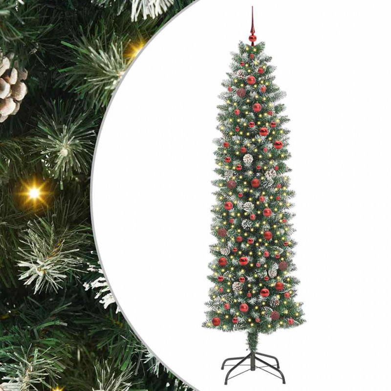 Sztuczne smukłe drzewo bożonarodzeniowe Zielony i Biały 240 cm