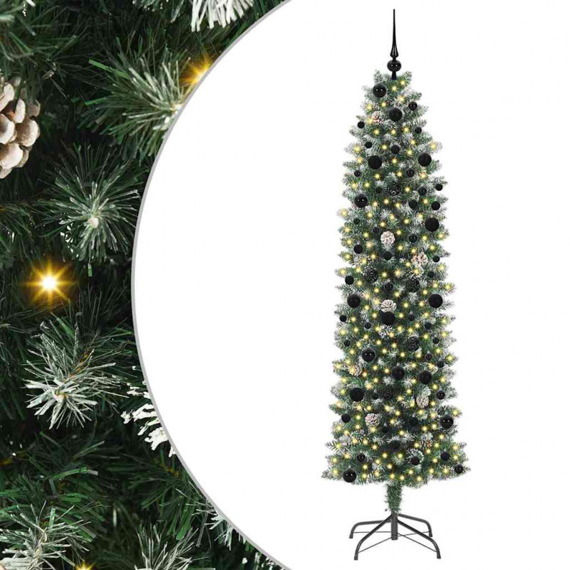 Sztuczne smukłe drzewo bożonarodzeniowe Zielony i Biały 240 cm