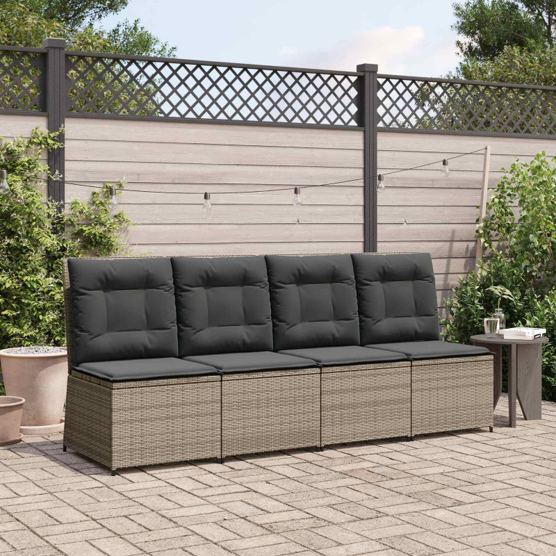 Sofa Ogrodowa z poduszką Szary polirattan