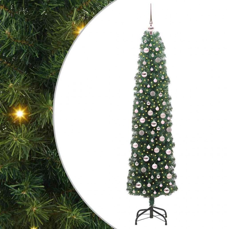 Sztuczna choinka z podstawą Zielony 210 cm PVC, stal i plastik