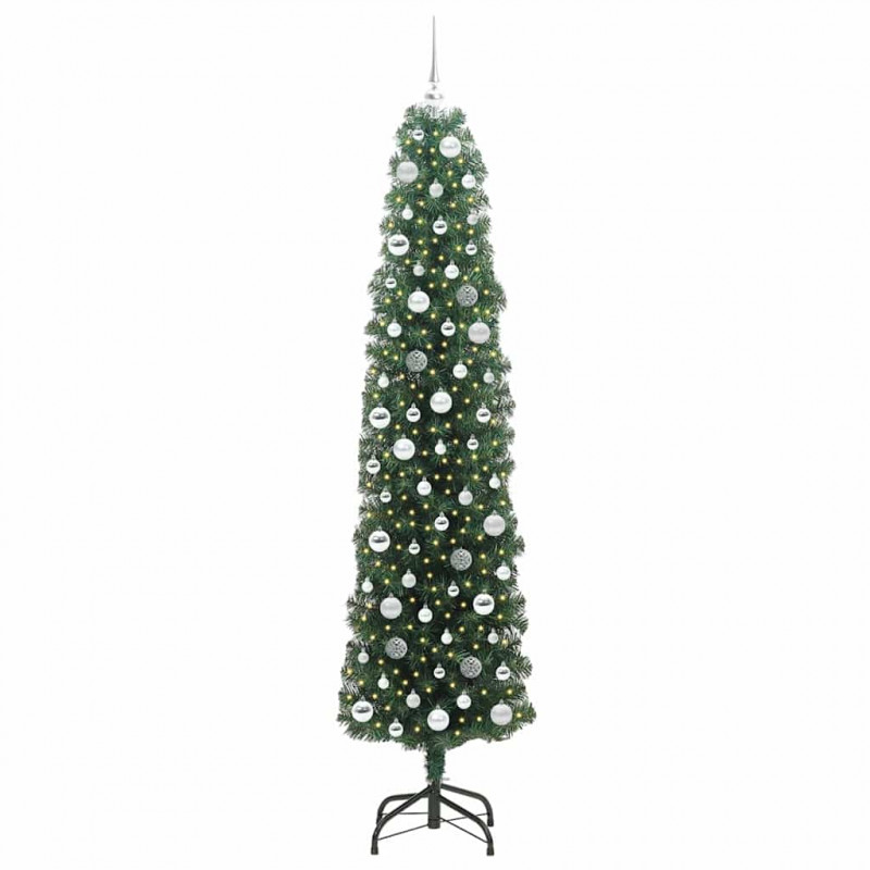 Sztuczna choinka z podstawą Zielony 210 cm PVC, stal i plastik
