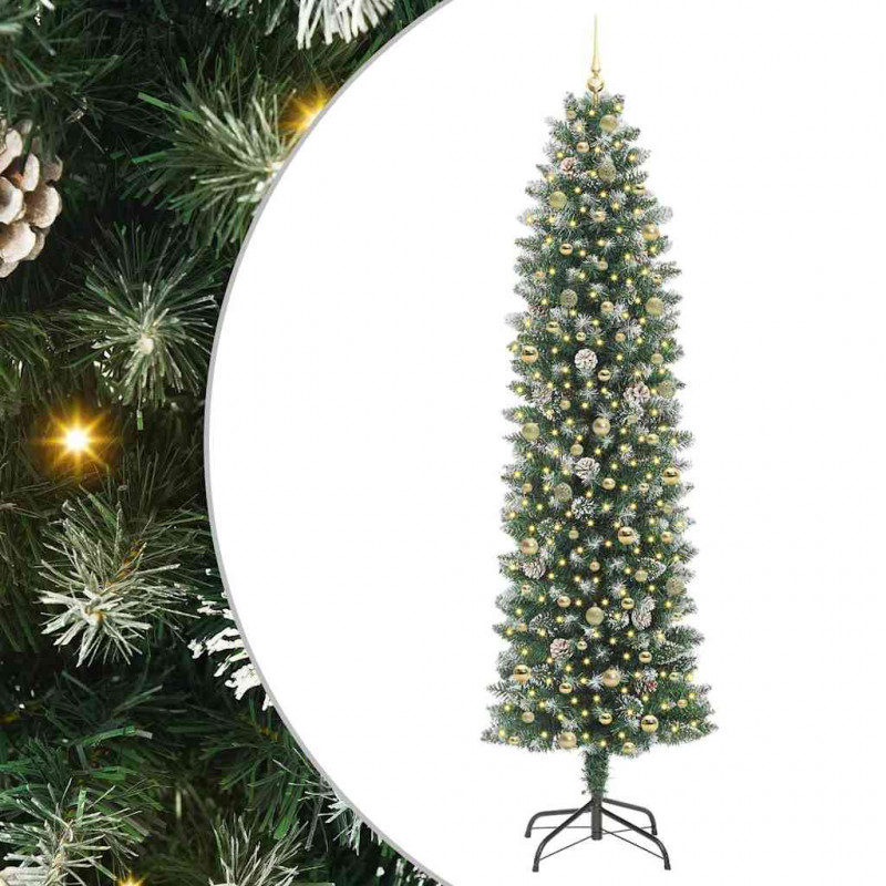 Sztuczne smukłe drzewo bożonarodzeniowe Zielony i Biały 240 cm