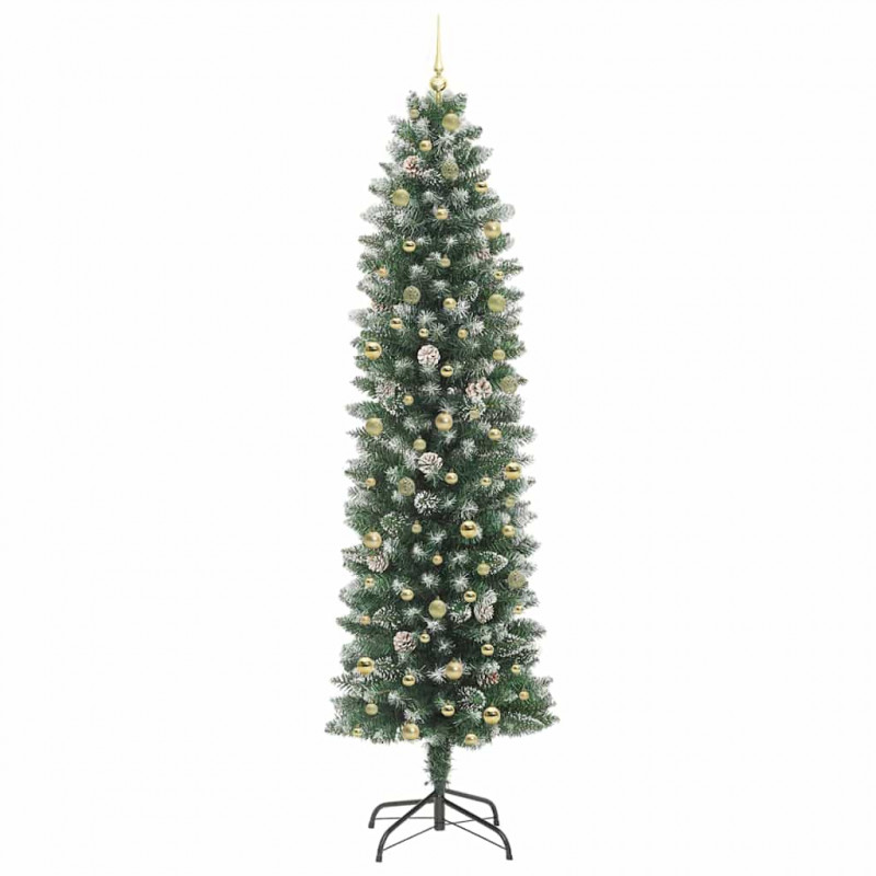 Sztuczne smukłe drzewo bożonarodzeniowe Zielony i Biały 240 cm