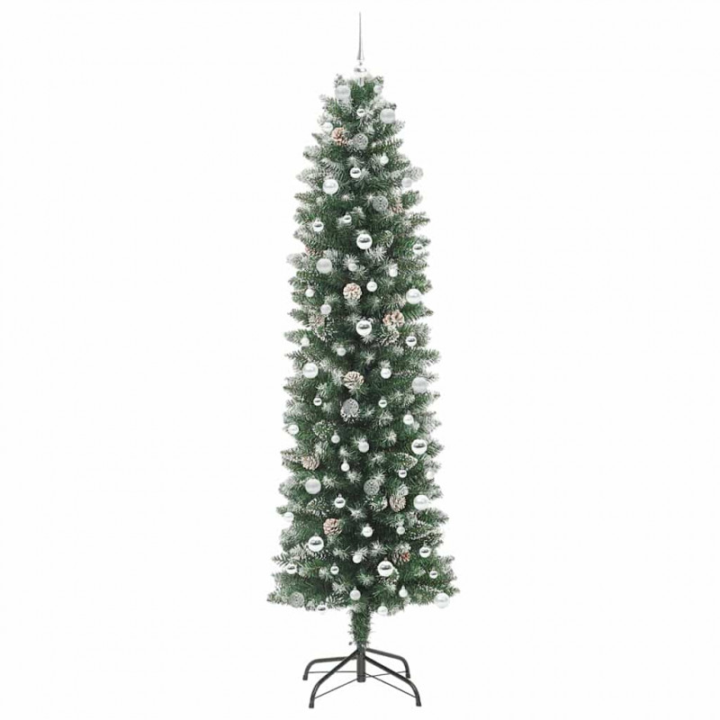 Sztuczne smukłe drzewo bożonarodzeniowe Zielony i Biały 240 cm